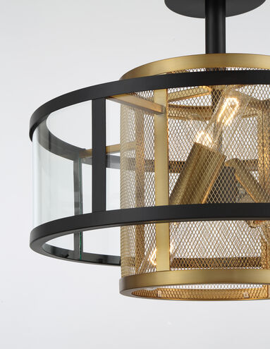 Soho 4 Light 18 inch Coal And Soft Brass Pendant and Semi-Flush Ceiling Light
